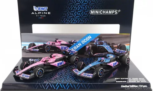 RENAULT SET 2X F1 A523 TEAM BWT ALPINE N 31 8th MIAMI GP 2023 + N 31 BAHRAIN GP 2023 ESTEBAN OCON