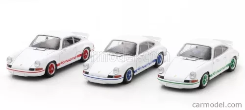PORSCHE  SET 3X 911 CARRERA RS 2.7 COUPE 1973 - 50th ANNIVERSARY  WHITE RED BLUE GREEN