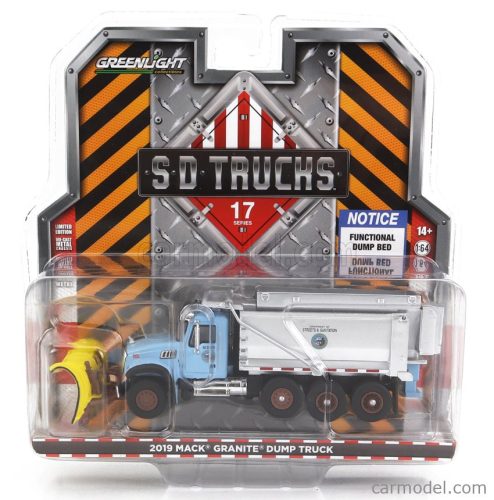 MACK  GRANITE DUMP TRUCK CASSONE RIBALTABILE 4-ASSI 2019 - SPAZZANEVE - SNOWPLOW  LIGHT BLUE SILVER