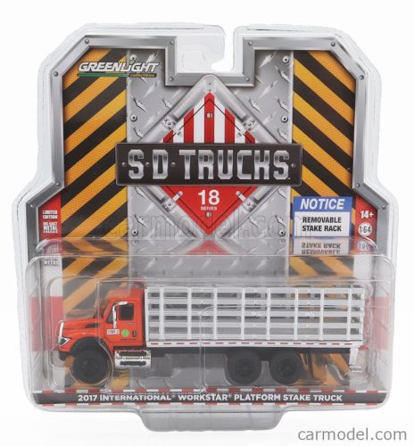 INTERNATIONAL  WORKSTAR TRUCK PLATFORM STAKE 3-ASSI 2017  ORANGE SILVER