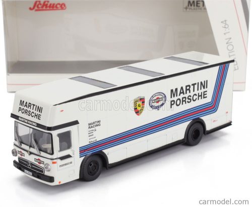 MERCEDES BENZ  O317 TRUCK CAR TRANSPORTER PORSCHE MARTINI RACING 1968  WHITE BLUE