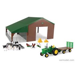   JOHN DEERE  4020 TRACTOR 1968 WITH ANIMALS AND FARM BUILDING - DIORAMA STALLA CON ANIMALI  GREEN