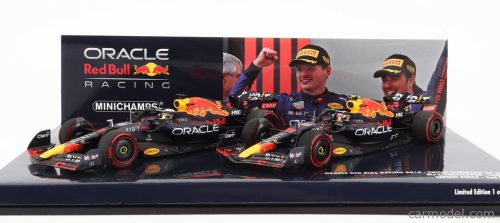 RED BULL  F1  SET 2X RB18 TEAM ORACLE RED BULL RACING N 1 WINNER EMILIA ROMAGNA ITALY GP WORLD CHAMPION 2022 MAX VERSTAPPEN + N 11 2nd EMILIA ROMAGNA ITALY GP 2022 SERGIO PEREZ