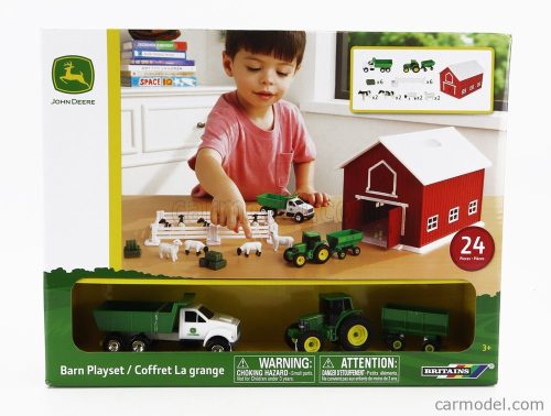 ACCESSORIES  SET FARM TOYS WITH TRACOR + TRAILER AND TRUCK  GREEN WHITE