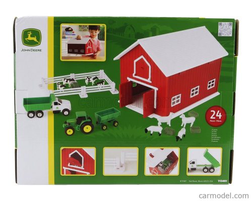 ACCESSORIES  SET FARM TOYS WITH TRACOR + TRAILER AND TRUCK  GREEN WHITE