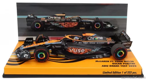 McLAREN  F1  MCL36 MERCEDES TEAM MCLAREN N 28 TEST ABU DHABI 2022 OSCAR PIASTRI  ORANGE BLACK