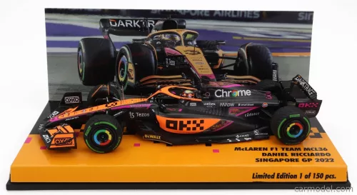 McLAREN  F1  MCL36 MERCEDES TEAM MCLAREN N 3 5th SINGAPORE GP 2022 DANIEL RICCIARDO  ORANGE BLACK FUCSIA