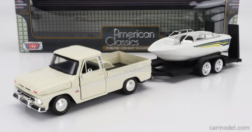 CHEVROLET  C-10 FLEETSIDE PICK-UP WITH TRAILER + BOAT 1966  CREAM WHITE