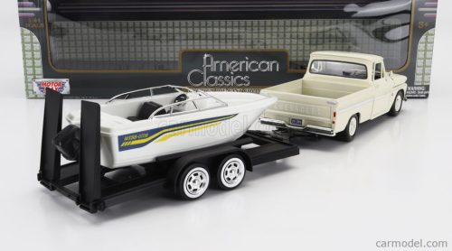 CHEVROLET  C-10 FLEETSIDE PICK-UP WITH TRAILER + BOAT 1966  CREAM WHITE