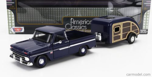 CHEVROLET  C-10 FLEETSIDE PICK-UP WITH TRAILER ROULOTTE 1966  BLUE WOOD