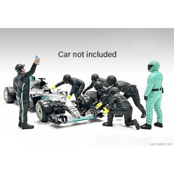  FIGURES  F1  SET 2 2022 - DIORAMA PIT-STOP SET 7 X MECCANICI - MECHANICS - WITH DECALS  BLACK GREEN