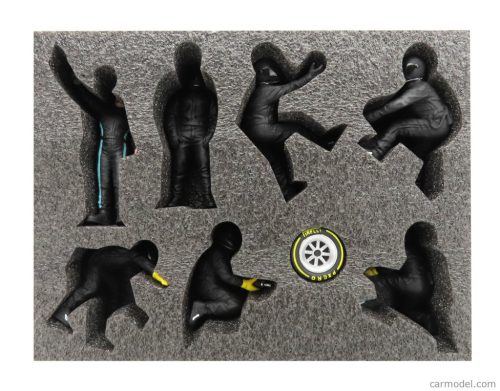 FIGURES  F1  SET 2 2022 - DIORAMA PIT-STOP SET 7 X MECCANICI - MECHANICS - WITH DECALS  BLACK GREEN