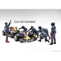   FIGURES  F1  SET 2 2022 - DIORAMA PIT-STOP SET 7 X MECCANICI - MECHANICS - WITH DECALS  MATT BLUE RED