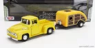 FORD USA  F-100 PICK-UP WITH TRAILER ROULOTTE 1955  YELLOW WOOD