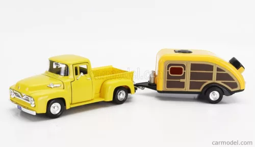 FORD USA  F-100 PICK-UP WITH TRAILER ROULOTTE 1955  YELLOW WOOD