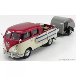   VOLKSWAGEN  T1 TYPE 2 DOUBLE CABINE WITH TRAILER 1962  RED CREAM