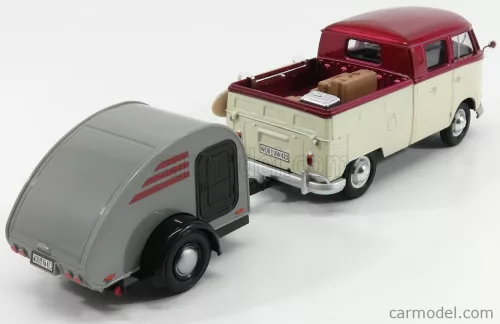 VOLKSWAGEN  T1 TYPE 2 DOUBLE CABINE WITH TRAILER 1962  RED CREAM