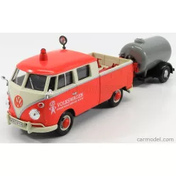   VOLKSWAGEN  T1 TYPE 2 DOUBLE CABINE ROAD SERVICE WITH TANKER TRAILER 1962  ORANGE CREAM SILVER