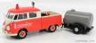 VOLKSWAGEN  T1 TYPE 2 DOUBLE CABINE ROAD SERVICE WITH TANKER TRAILER 1962  ORANGE CREAM SILVER