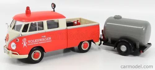 VOLKSWAGEN  T1 TYPE 2 DOUBLE CABINE ROAD SERVICE WITH TANKER TRAILER 1962  ORANGE CREAM SILVER
