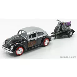   VOLKSWAGEN  BEETLE MAGGIOLINO + TRAILER WITH MOTORCYCLE 1959  BLACK SILVER