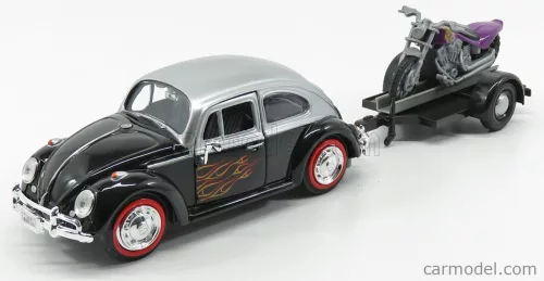 VOLKSWAGEN  BEETLE MAGGIOLINO + TRAILER WITH MOTORCYCLE 1959  BLACK SILVER