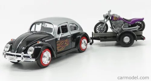 VOLKSWAGEN  BEETLE MAGGIOLINO + TRAILER WITH MOTORCYCLE 1959  BLACK SILVER