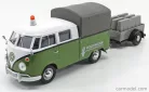 VOLKSWAGEN  T1 TYPE 2 DOUBLE CABINE PICK-UP CLOSED ROAD SERVICE 1962 WITH TRAILER  GREEN WHITE GREY