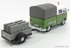 VOLKSWAGEN  T1 TYPE 2 DOUBLE CABINE PICK-UP CLOSED ROAD SERVICE 1962 WITH TRAILER  GREEN WHITE GREY