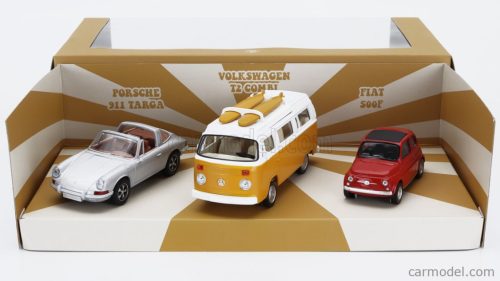 PORSCHE  SET 3X JET-CAR 911 TARGA SPIDER 1969 - FIAT 500 1965 - VOLKSWAGEN T2b CAMPER VAN 1962  VARIOUS