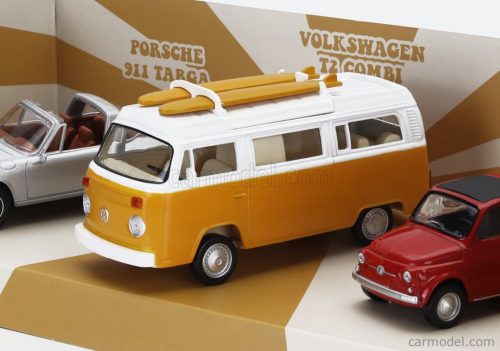 PORSCHE  SET 3X JET-CAR 911 TARGA SPIDER 1969 - FIAT 500 1965 - VOLKSWAGEN T2b CAMPER VAN 1962  VARIOUS