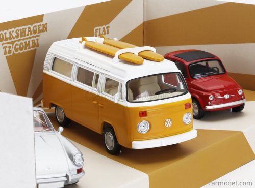 PORSCHE  SET 3X JET-CAR 911 TARGA SPIDER 1969 - FIAT 500 1965 - VOLKSWAGEN T2b CAMPER VAN 1962  VARIOUS