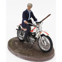  OSSA  250 AE73 ENDURO 1973 WITH TERENCE HILL SMALL ACTION FIGURE - FROM MOVIE - ALTRIMENTI CI ARRABBIAMO - TV SERIES - MOTORCYCLE  WHITE