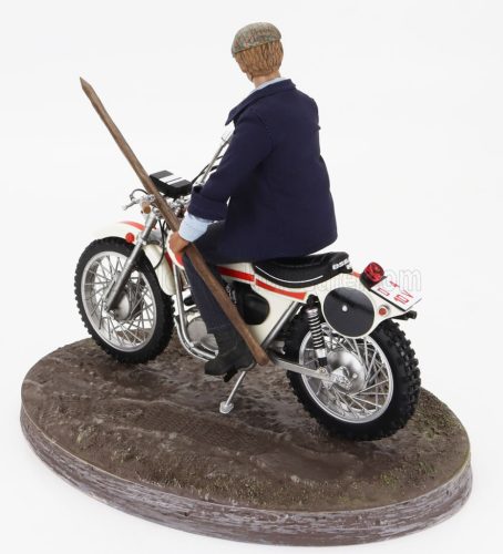 OSSA  250 AE73 ENDURO 1973 WITH TERENCE HILL SMALL ACTION FIGURE - FROM MOVIE - ALTRIMENTI CI ARRABBIAMO - TV SERIES - MOTORCYCLE  WHITE