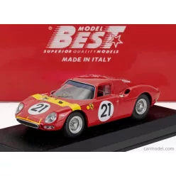   FERRARI  250LM 3.3L V12 COUPE N 21 WINNER ZOLDER LIMBURG GP 1965 LUCIEN BIANCHI  RED YELLOW