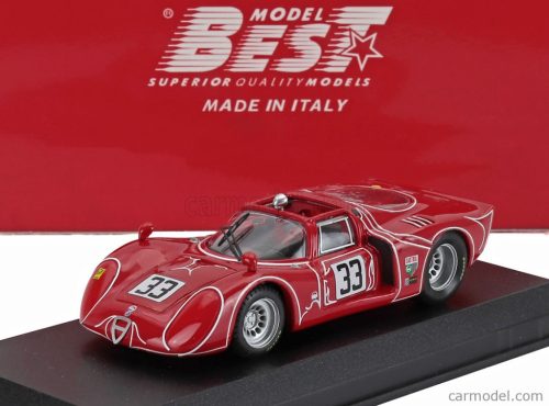 ALFA ROMEO  T33.2 V8 TEAM AUSCA RACING INC. N 33 6h WATKINS GLEN 1968 HORST KWECH - JOHN MARTINO  RED WHITE