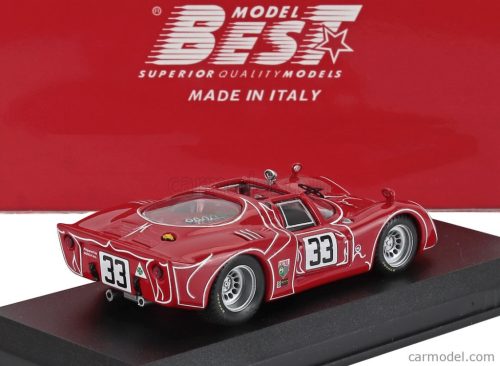 ALFA ROMEO  T33.2 V8 TEAM AUSCA RACING INC. N 33 6h WATKINS GLEN 1968 HORST KWECH - JOHN MARTINO  RED WHITE