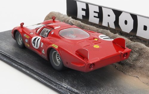ALFA ROMEO  DIORAMA - 33/2 LONG TAIL TEAM AUTODELTA N 41 24h LE MANS 1968 NINO VACCARELLA  RED WHITE