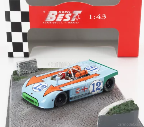 PORSCHE  DIORAMA - 908/03 SPIDER N 12 TARGA FLORIO 1970 JOSEPH SIFFERT  LIGHT BLUE ORANGE