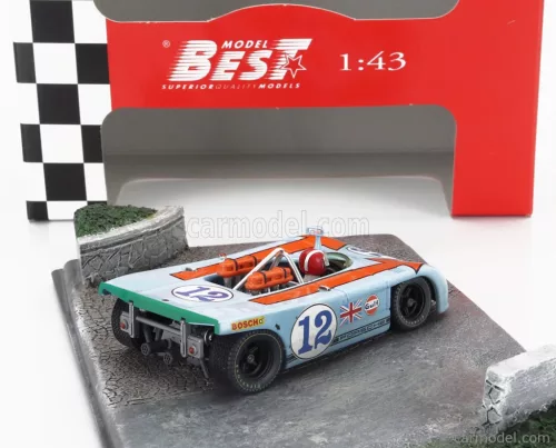 PORSCHE  DIORAMA - 908/03 SPIDER N 12 TARGA FLORIO 1970 JOSEPH SIFFERT  LIGHT BLUE ORANGE