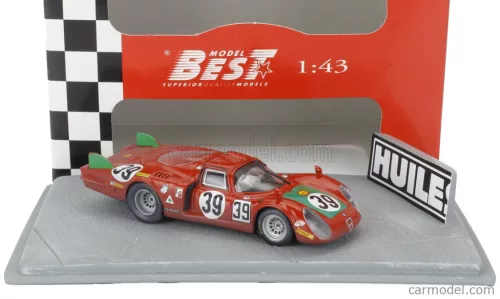 ALFA ROMEO  DIORAMA T33.2 TEAM AUTODELTA SPA N 39 24h LE MANS 1968 IGNAZIO GIUNTI - GIOVANNI GALLI  RED