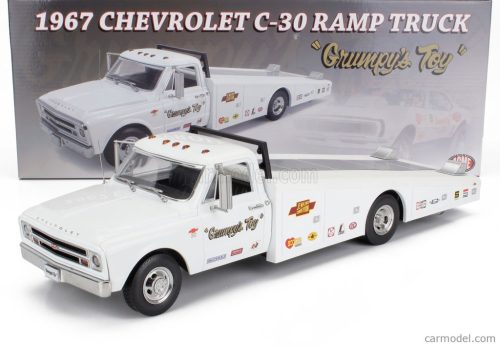 CHEVROLET  C-30 TRUCK RAMP CAR TRANSPORTER GRUMPY'S TOY 1967  WHITE