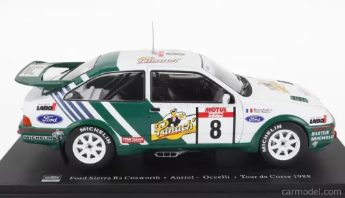 FORD ENGLAND  SIERRA COSWORTH RS500 N 8 WINNER RALLY TOUR DE CORSE 1988 DIDIER AURIOL - BERNARD OCCELLI  WHITE GREEN