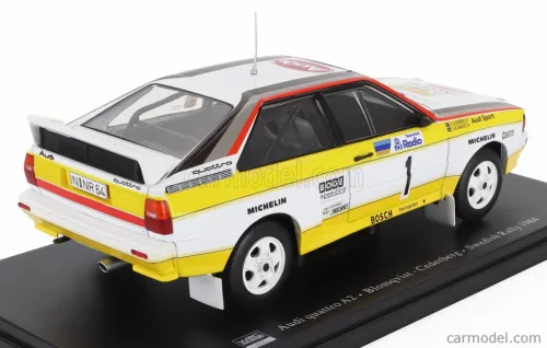 AUDI  QUATTRO TEAM AUDI SPORT N 1 WINNER RALLY SWEDEN 1984 STIG BLOMQVIST - BJORN CEDERBERG  WHITE YELLOW BLACK
