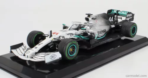 MERCEDES GP  F1  W10 EQ POWER+ TEAM AMG PETRONAS MOTORSPORT WORLD CHAMPION N 44 GERMAN GP 2019 LEWIS HAMILTON - DAMAGE BLISTER BOX  WHITE SILVER BLACK