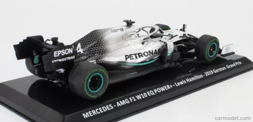 MERCEDES GP  F1  W10 EQ POWER+ TEAM AMG PETRONAS MOTORSPORT WORLD CHAMPION N 44 GERMAN GP 2019 LEWIS HAMILTON - DAMAGE BLISTER BOX  WHITE SILVER BLACK