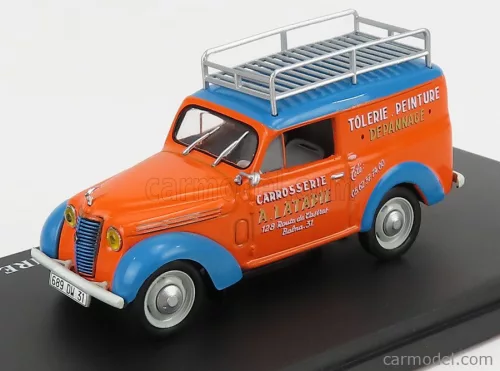 RENAULT  JAVAQUATRE VAN TOLERIE PEINTURE DEPANNAGE 1942  ORANGE LIGHT BLUE