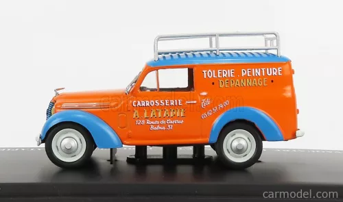 RENAULT  JAVAQUATRE VAN TOLERIE PEINTURE DEPANNAGE 1942  ORANGE LIGHT BLUE
