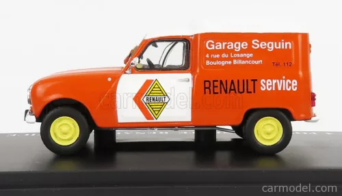 RENAULT  R4 VAN FOURGONETTE GARAGE SEGUIN RENAULT SERVICE 1952  ORANGE WHITE