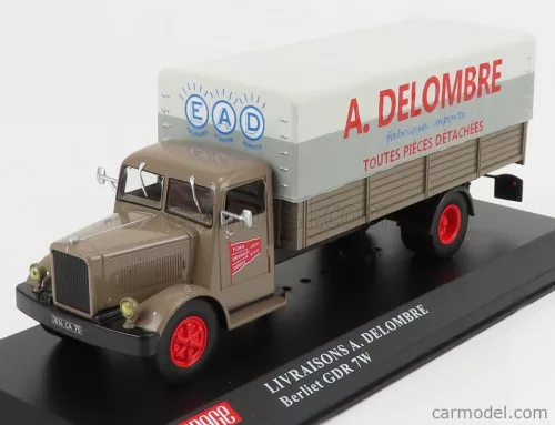 BERLIET  GDR 7W TRUCK TELONATO LIVRAISONS A.DELOMBRE 1954  BROWN GREY